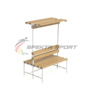 Купить Скамейка с вешалкой и полкой для раздевалок двухсторонняя (разборная) 1200 мм в Буинске 